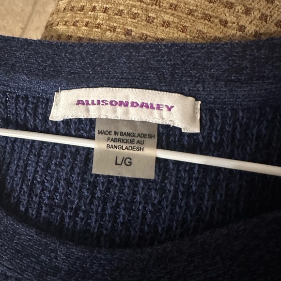 Allison Daley Blue and Green Crew Neck Sweater - Picture 2 of 4